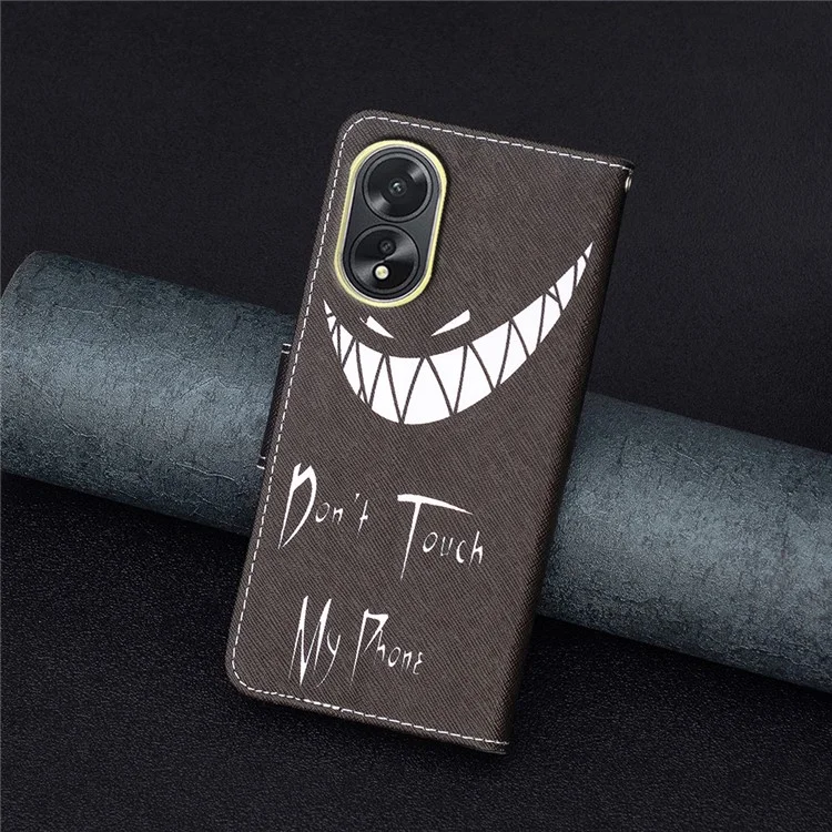 PU Leather Phone Cover for Oppo A38 4G , Pattern Printing Phone Case with Stand Wallet - Don't Touch My Phone