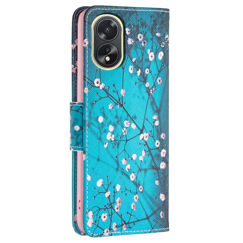 PU Leather Phone Cover for Oppo A38 4G , Pattern Printing Phone Case with Stand Wallet - Plum Blossom