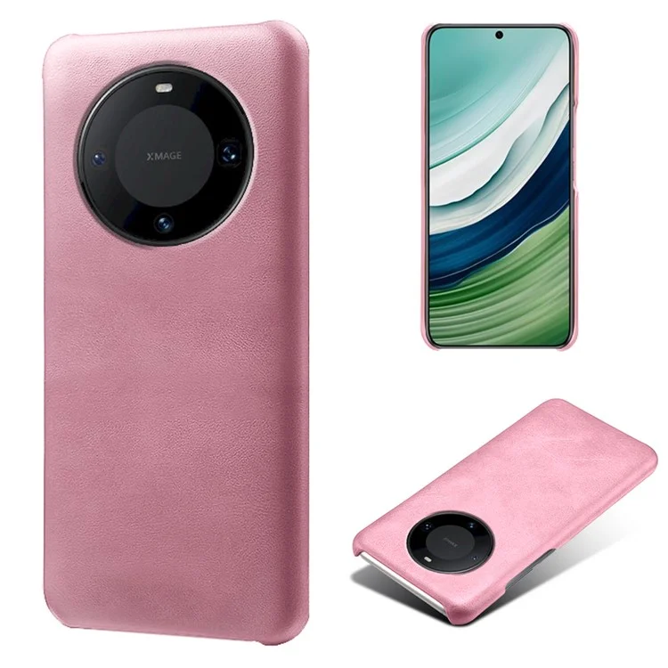 Para Huawei Mate 60 Capa de Telefone Case PU Couro + PC Capa Textura de Bezerro Anti-Arranhões Shell de Telefone - Rose Gold