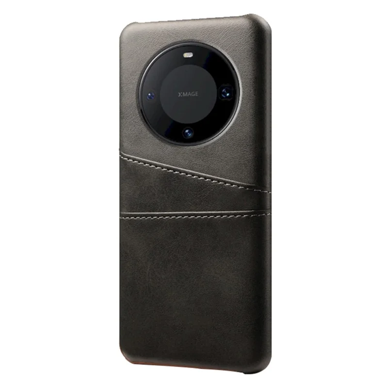 Per Huawei Mate 60 Pro Cover Protettiva Antiurto Doppia Slot per Schede Rivestimento in Pelle PU e PC - Nero