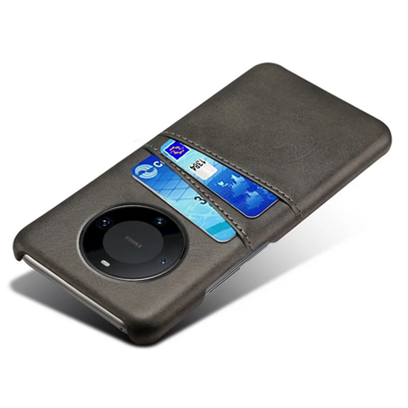 Per Huawei Mate 60 Pro Cover Protettiva Antiurto Doppia Slot per Schede Rivestimento in Pelle PU e PC - Nero
