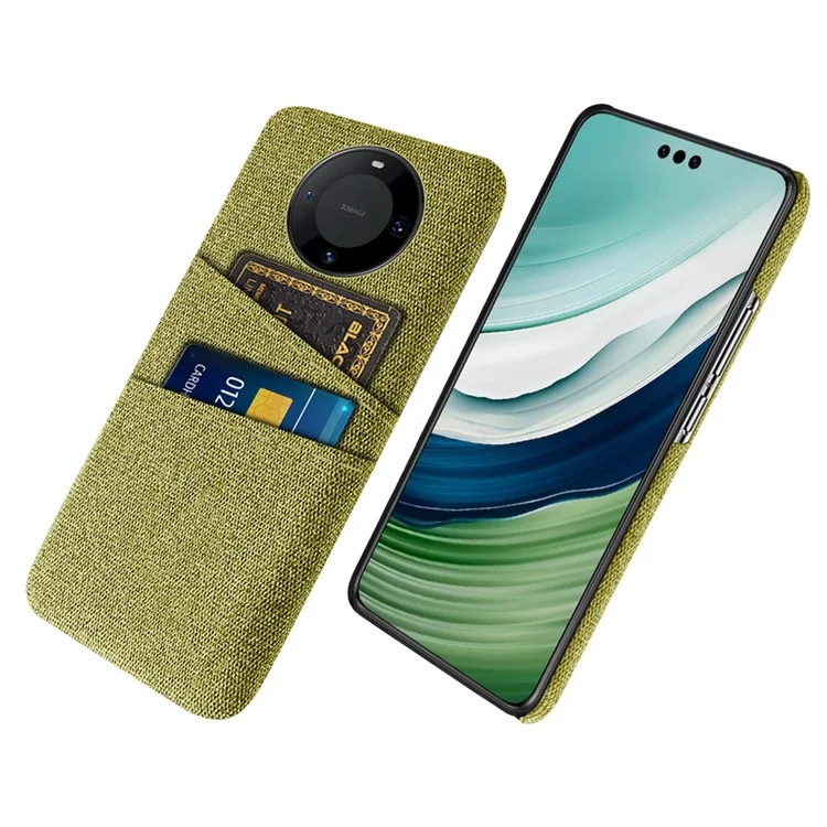 Smartphone-Hülle für Huawei Mate 60 Pro+, Handyhülle mit Dual-Kartenfach, Hart-PC+Gewebe-Abdeckung - Gelb