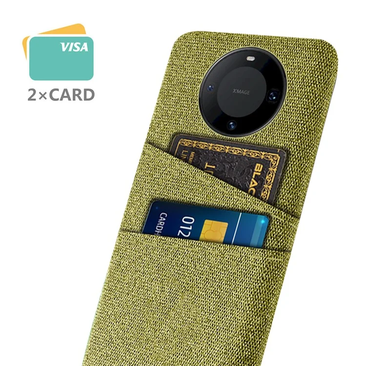 Smartphone-Hülle für Huawei Mate 60 Pro+, Handyhülle mit Dual-Kartenfach, Hart-PC+Gewebe-Abdeckung - Gelb