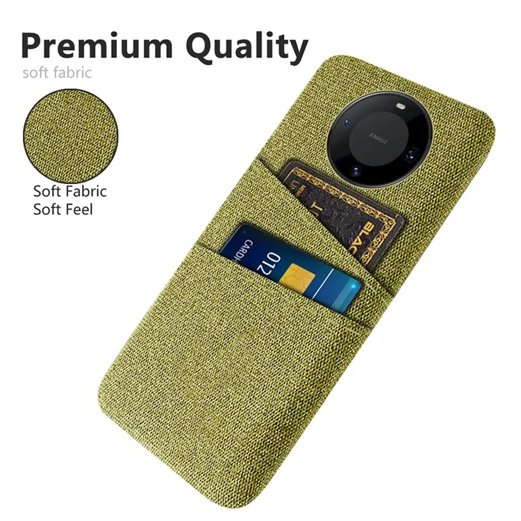 Smartphone-Hülle für Huawei Mate 60 Pro+, Handyhülle mit Dual-Kartenfach, Hart-PC+Gewebe-Abdeckung - Gelb