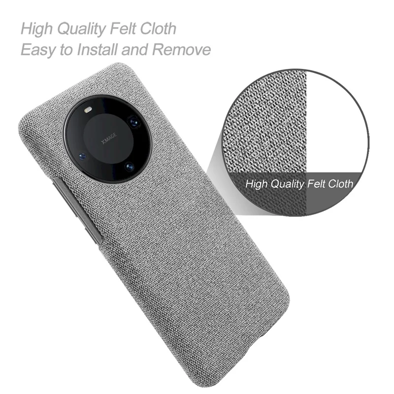 Cloth+PC Phone Cover for Huawei Mate 60 Pro+ , Anti-scratch Cell Phone Case - Light Grey