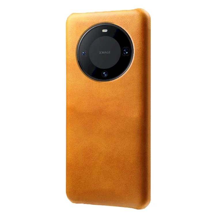 Para Huawei Mate 60 Pro+ Capa de Telefone Celular Antirranhuras Couro PU + Capa de PC Textura de Bezerro - Laranja