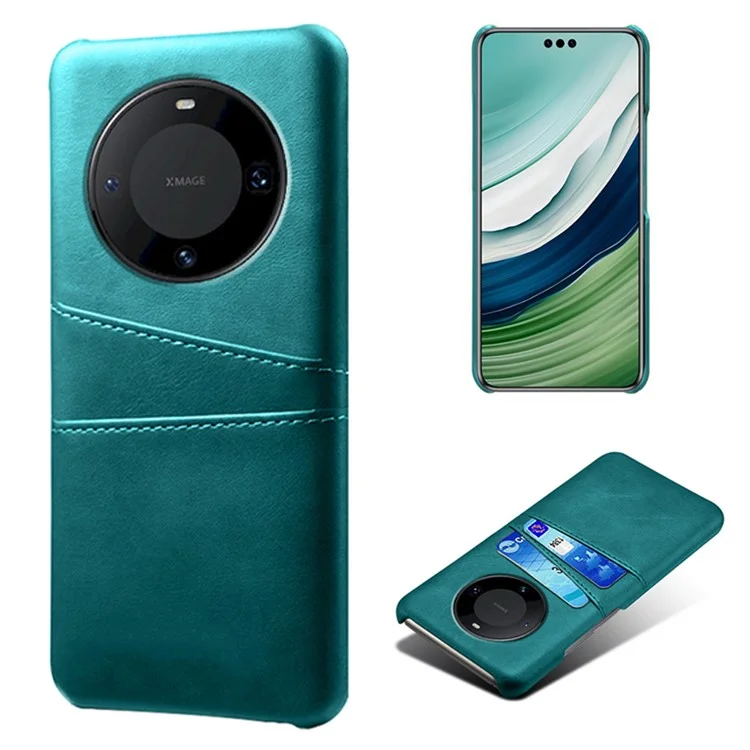 Cover per smartphone Huawei Mate 60 Pro+ , slot per due schede in pelle PU + custodia per telefono in PC - Verde