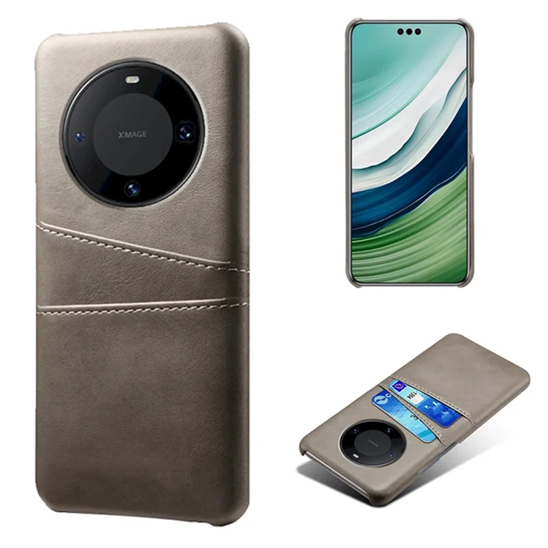 Smartphone Cover For Huawei Mate 60 Pro+ , Dual Card Slots PU Leather + PC Phone Case Shell - Grey