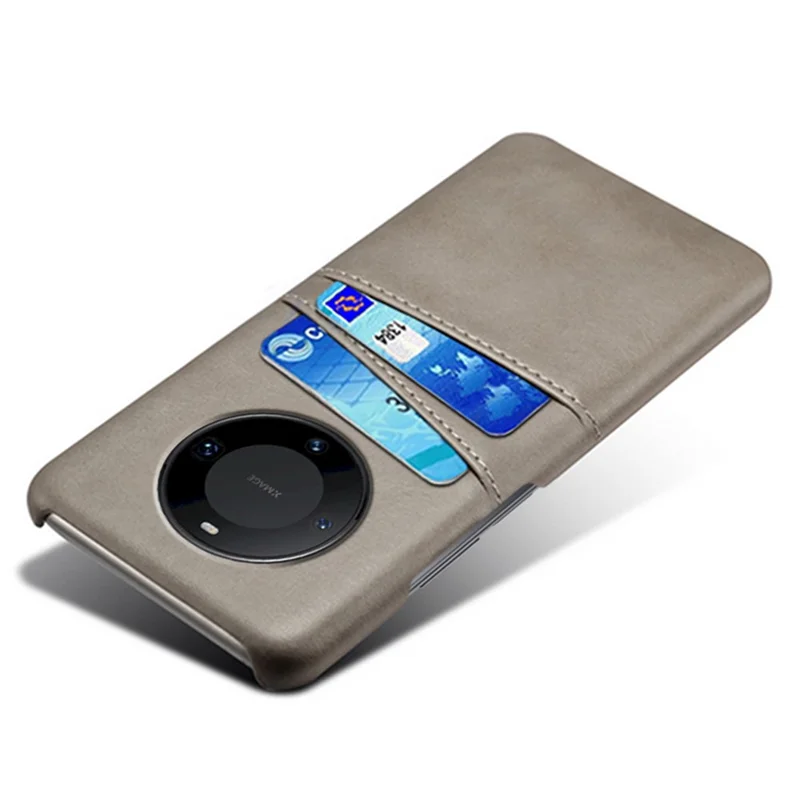 Smartphone Cover For Huawei Mate 60 Pro+ , Dual Card Slots PU Leather + PC Phone Case Shell - Grey