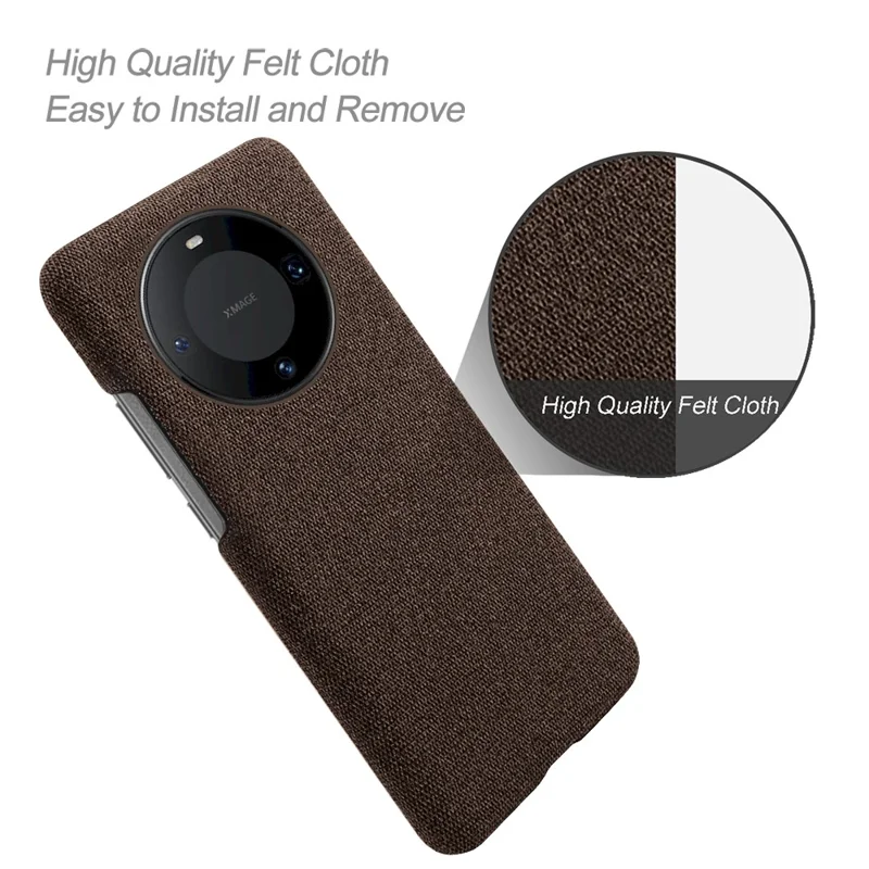 Dustproof Cover for Huawei Mate 60 Pro , Anti-scratch Cell Phone Case Cloth+PC Shell - Brown
