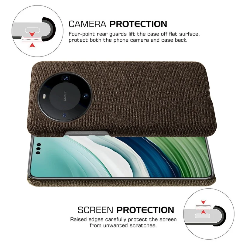 Dustproof Cover for Huawei Mate 60 Pro , Anti-scratch Cell Phone Case Cloth+PC Shell - Brown