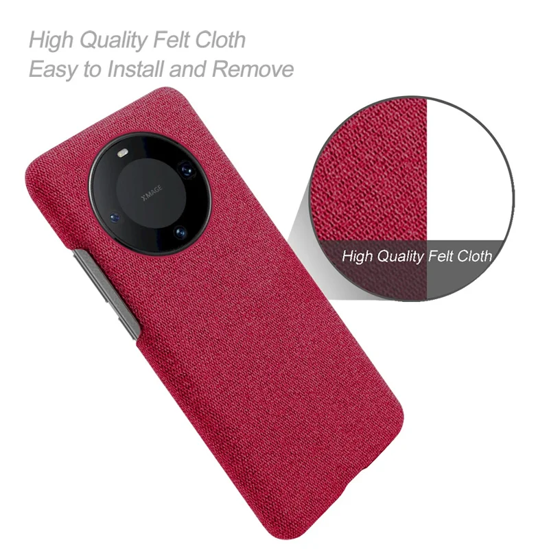 Smartphone Cover for Huawei Mate 60 , Shockproof Cloth+PC Shell Phone Case - Red