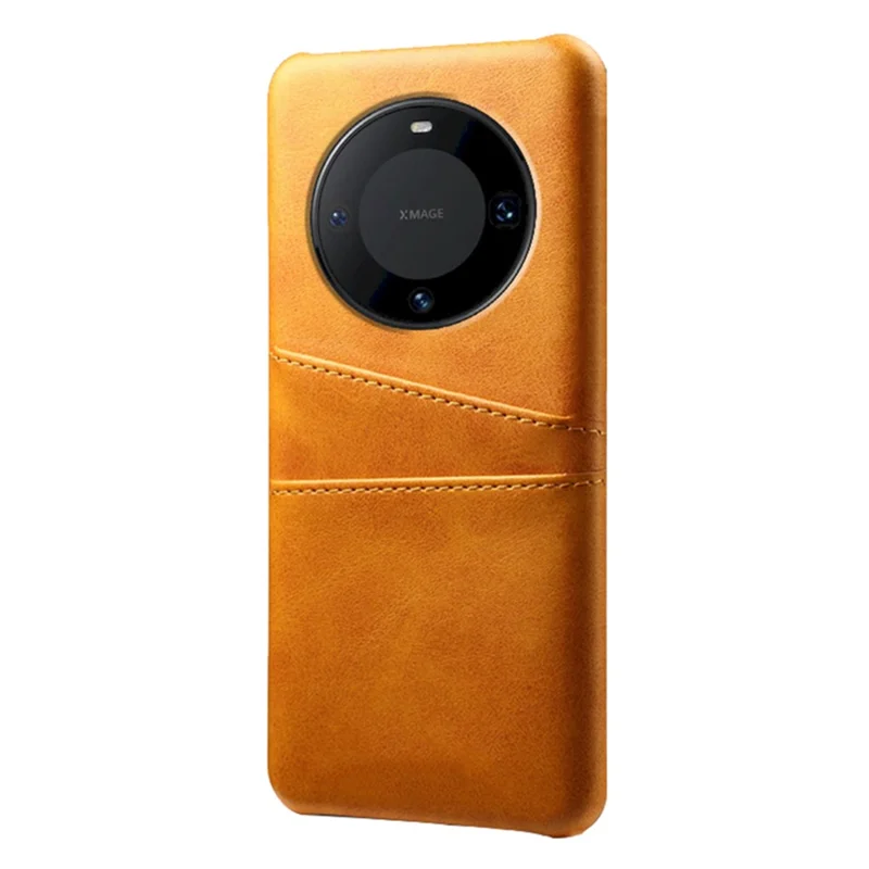 Para Huawei Mate 60 PU Leather Coated PC Phone Case Smartphone Cover with Dual Card Slots - Orange