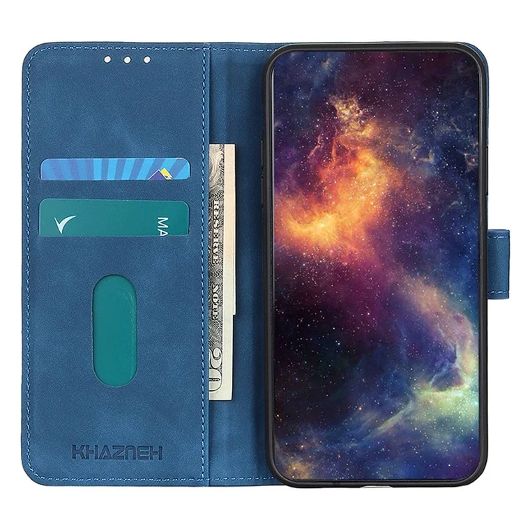 KHAZNEH Para Huawei Mate 60 Suporte de Suporte de Celular Caso Retro Textura Couro PU Carteira Capa de Telefone - Azul