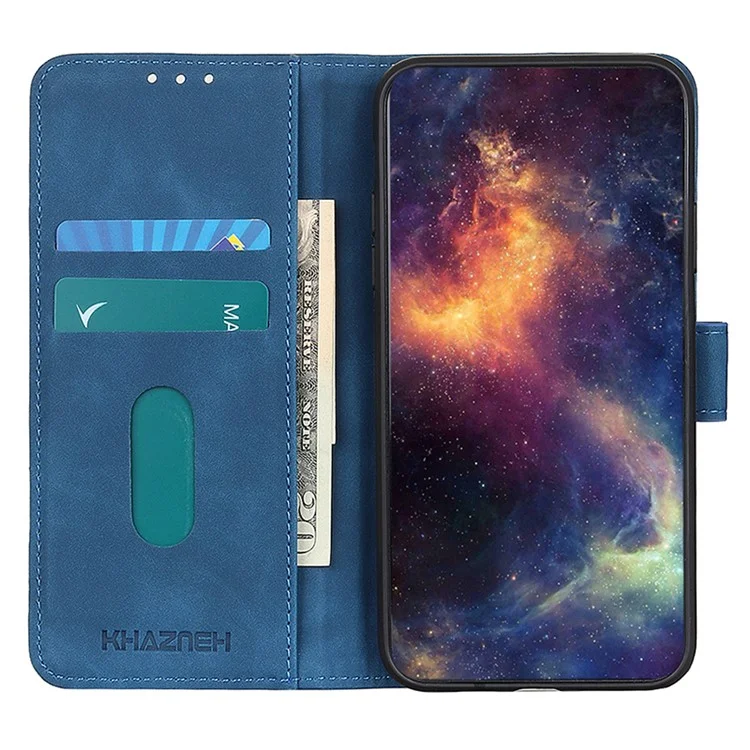 KHAZNEH Per Huawei Mate 60 Pro Custodia in pelle con texture retrò Custodia a portafoglio con funzione di supporto - Blu