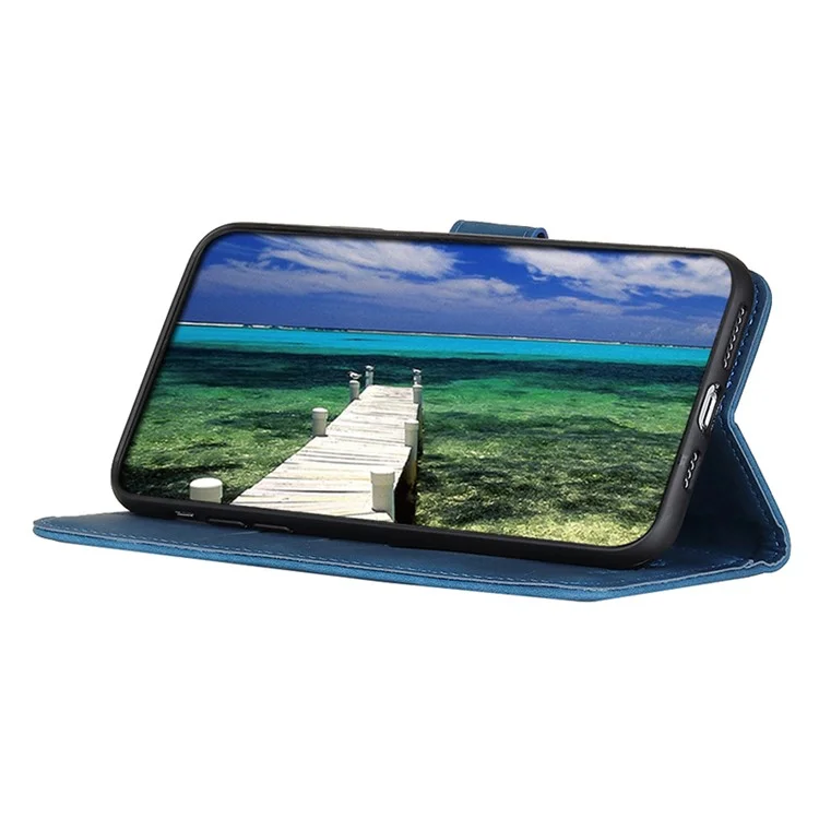 KHAZNEH Per Huawei Mate 60 Pro Custodia in pelle con texture retrò Custodia a portafoglio con funzione di supporto - Blu