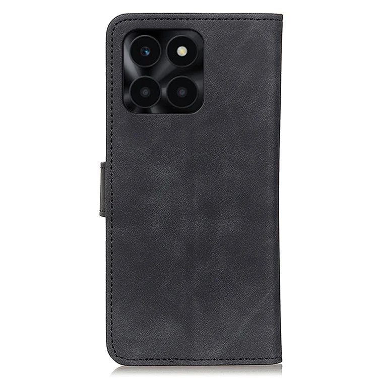 KHAZNEH For Honor X6a 4G Antipolvere Retro Texture Case Wallet Phone Cover Stand PU Leather Protection Shell - Nero