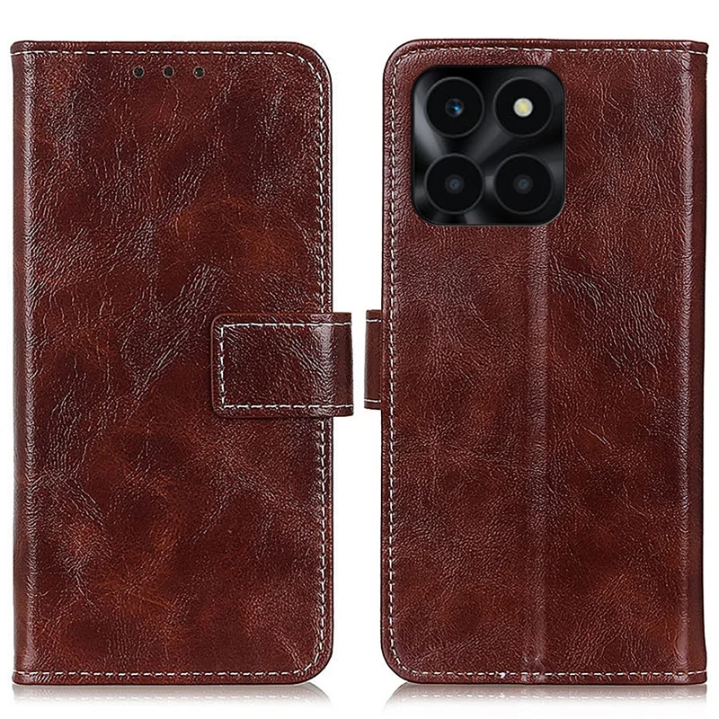 Pour l'honneur X6a 4G Portefeuille en cuir PU Support Coque Texture de cheval fou rétro - Marron 