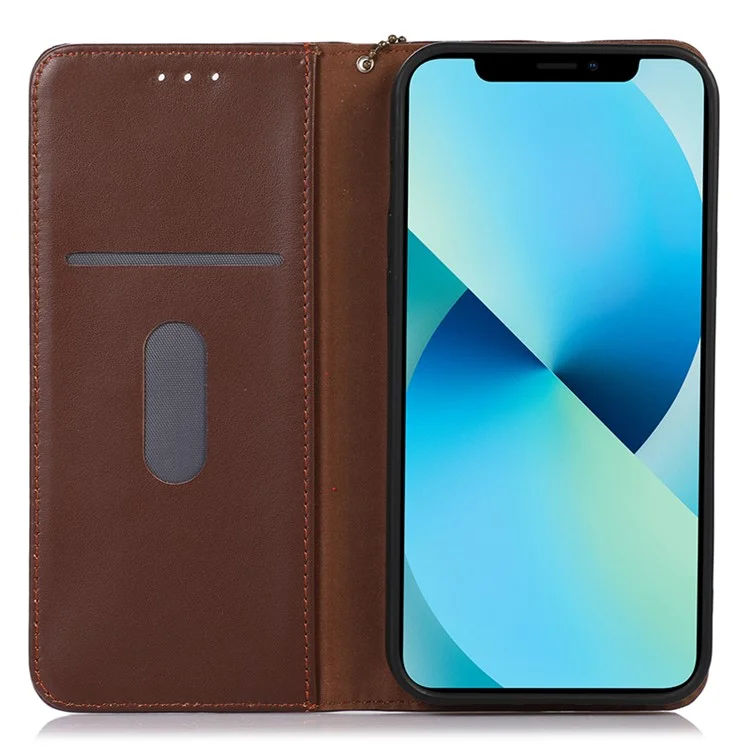 KHAZNEH для Huawei Mate 60 Genuine Cow Leather Phone Case RFID Blocking Wallet Stand Cover - Brown
