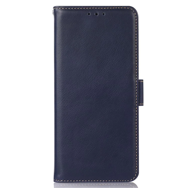 Para Huawei Mate 60 Genuine Cow Leather Phone Case RFID Blocking Wallet Folding Stand Cover - Azul
