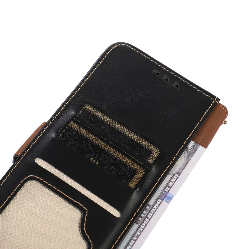 Para el caso del teléfono Huawei Mate 60 Genuine Cow Leather, cartera plegable con bloqueo RFID - Negro