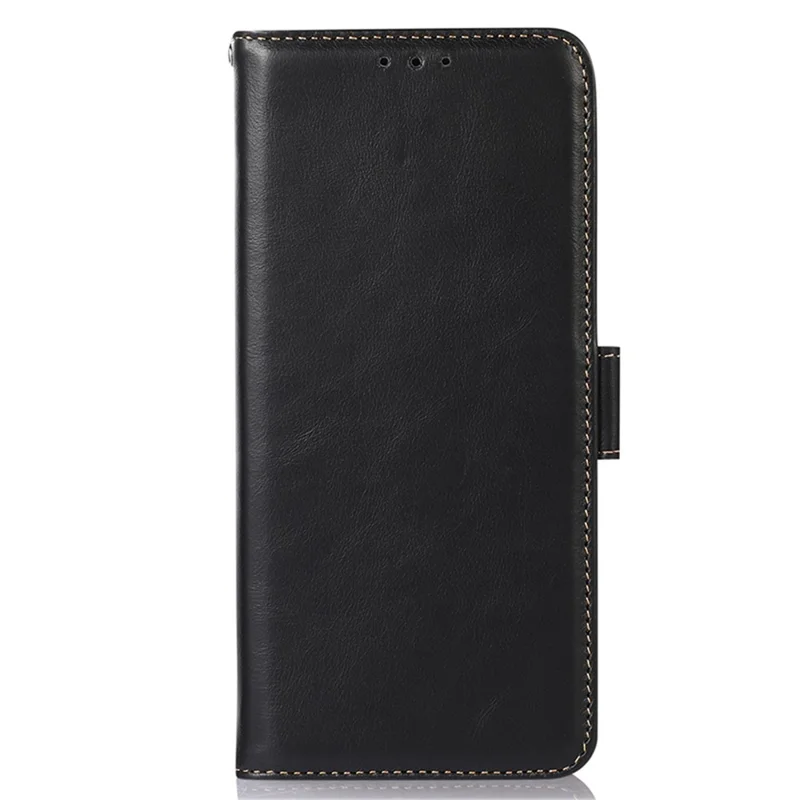 Para el caso del teléfono Huawei Mate 60 Genuine Cow Leather, cartera plegable con bloqueo RFID - Negro