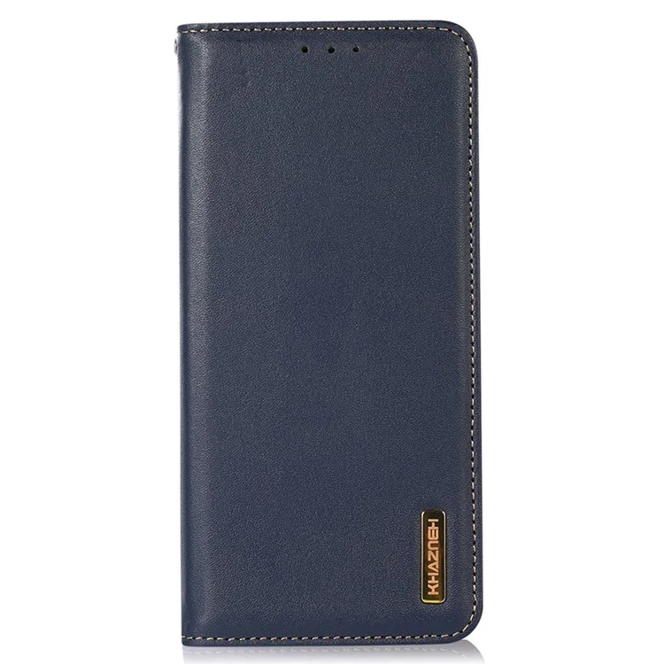 KHAZNEH Для Huawei Mate 60 Pro Nappa Texture RFID Blocking Wallet Cover Genuine Cowhide Leather Stand Case - Blue