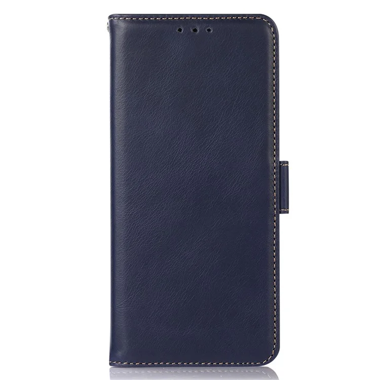 Per Huawei Mate 60 Pro Genuine Cow Leather RFID Blocking Wallet Phone Case Anti-drop Stand Cover - Blue