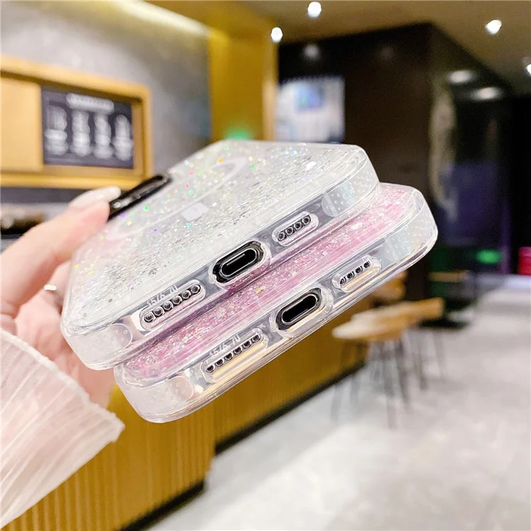 For iPhone 15 Pro Sparkly Glitter TPU + Acrylic Phone Case Protective Shell Cover Compatible with MagSafe - Blue