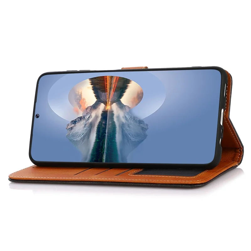 KHAZNEH For Honor X6a 4G PU Leather Stand Case Cowhide Texture Wallet Phone Cover - Blue