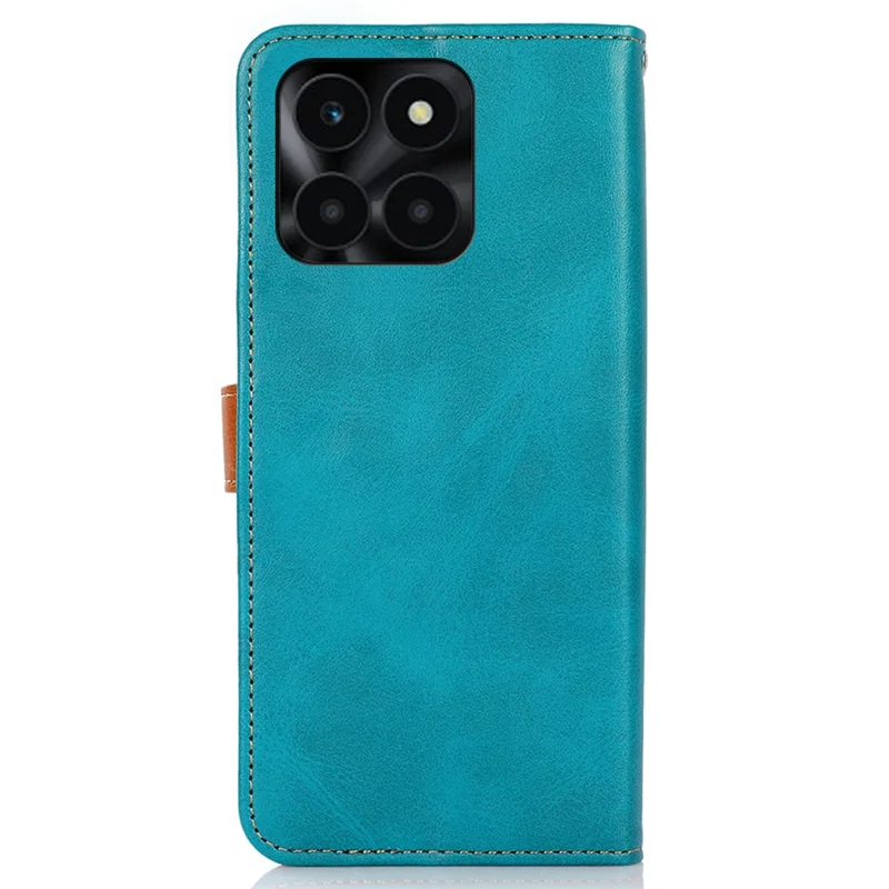 KHAZNEH For Honor X6a 4G PU Leather Stand Case Cowhide Texture Wallet Phone Cover - Blue