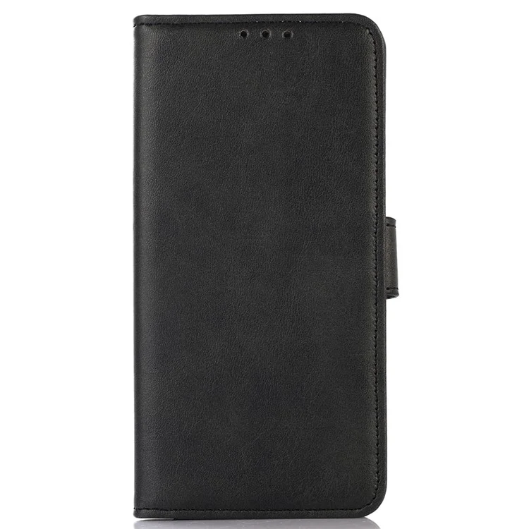 For Honor X6a 4G Phone Case Wallet Stand Anti-Scratch PU Leather Cowhide Texture Cell Phone Cover - Black