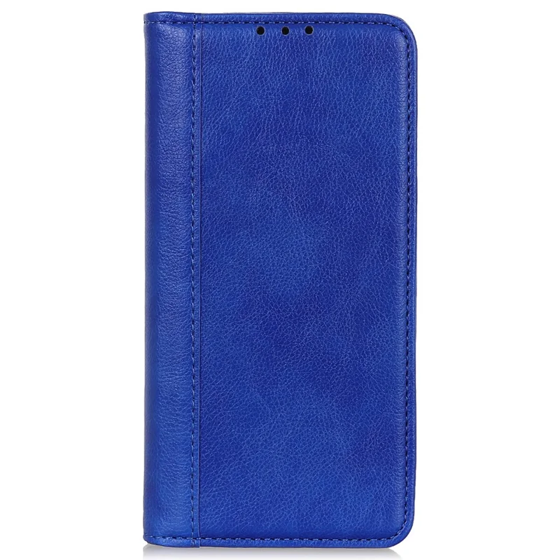 For Honor X6a 4G Anti-Scratch Split Leather Cover Litchi Texture Phone Case Wallet Stand Protection Shell - Blue