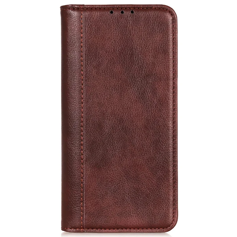 For Honor X6a 4G Anti-Scratch Split Leather Cover Litchi Texture Phone Case Wallet Stand Protection Shell - Brown