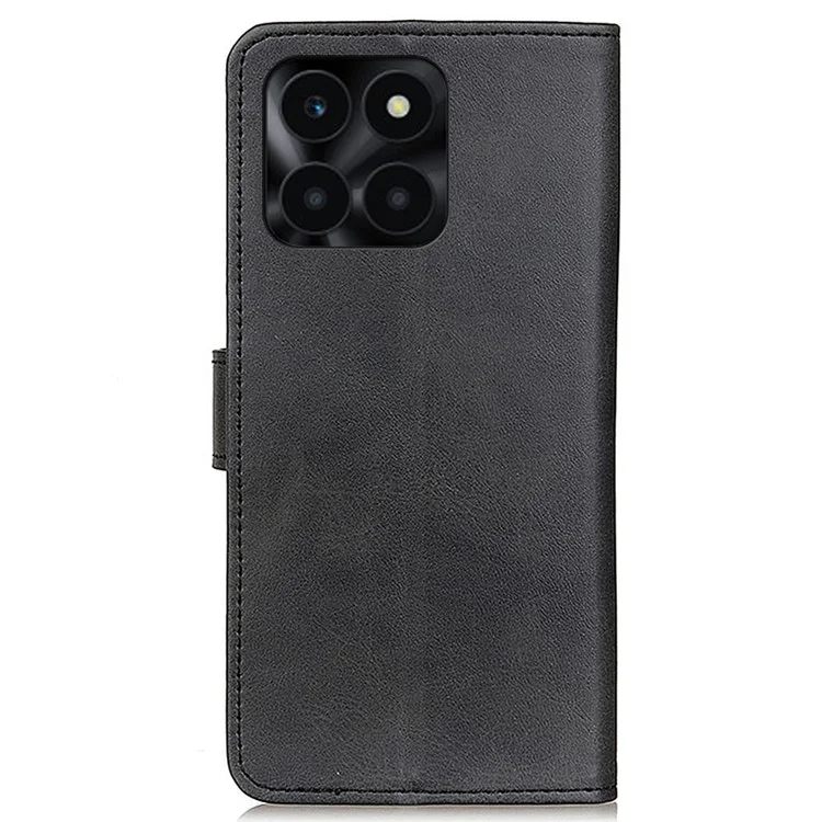 Funda de teléfono resistente a los golpes For Honor X6a 4G con textura de cuero de vaca y piel sintética - Negro