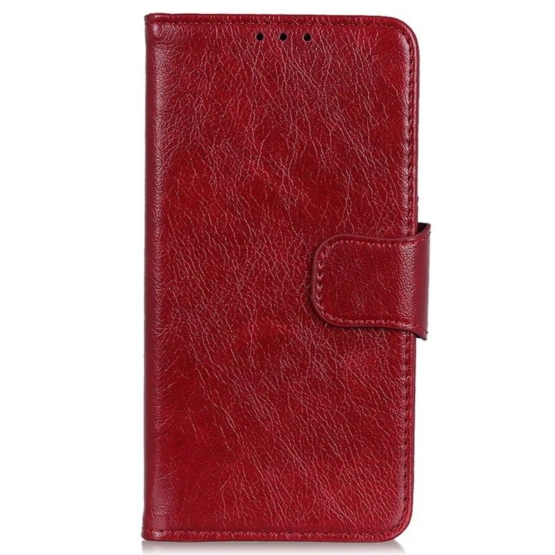 For Honor X6a 4G Split Leather Nappa Texture Stand Wallet Case Drop Protection Phone Cover - Red