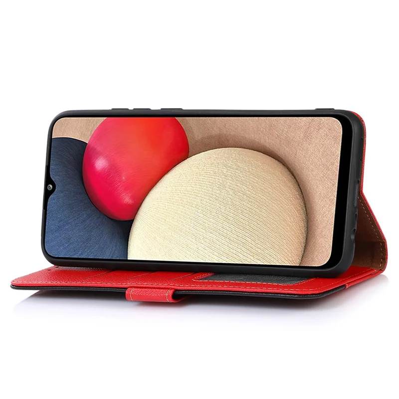 KHAZNEH For Honor X6a 4G RFID Blocking Wallet Case Litchi Texture PU Leather Phone Cover - Red