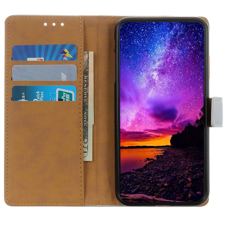For Honor X6a 4G Wallet Phone Cover Textured Flip Stand PU Leather Smartphone Case - Blue