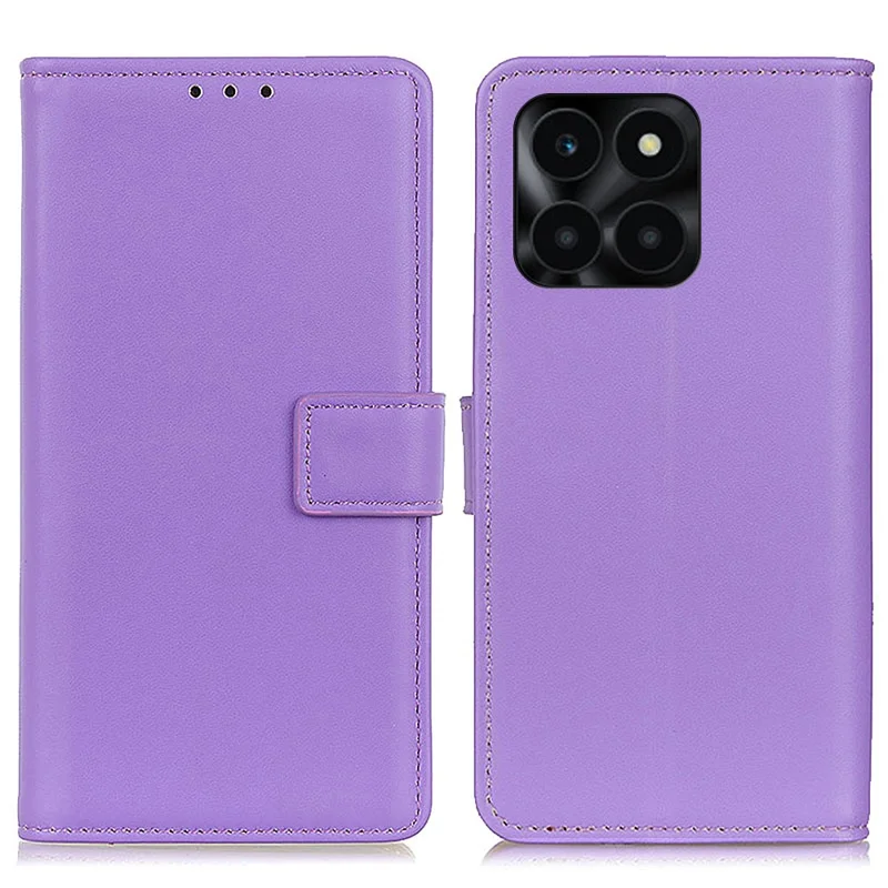 For Honor X6a 4G Wallet Phone Cover Textured Flip Stand PU Leather Smartphone Case - Purple