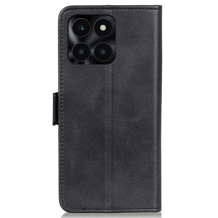 For Honor X6a 4G Cowhide Texture Wallet Phone Case PU Leather Cover Stand Phone Shell - Preto