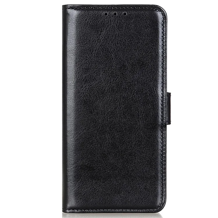 For Honor X6a 4G Slim-fit PU Leather Phone Case Crazy Horse Texture Wallet Stand Cover - Black