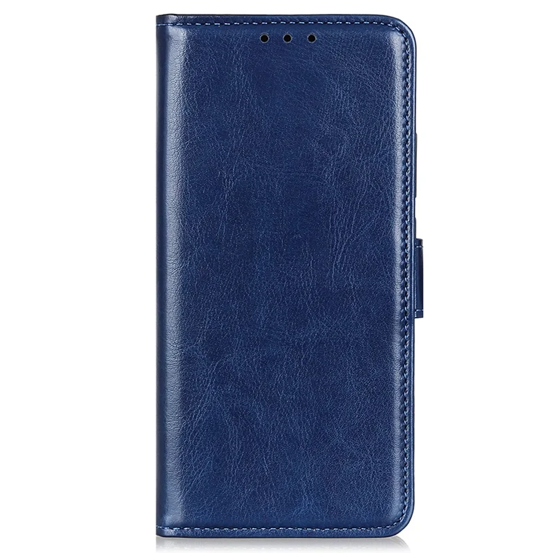 For Honor X6a 4G Slim-fit PU Leather Phone Case Crazy Horse Texture Wallet Stand Cover - Blue