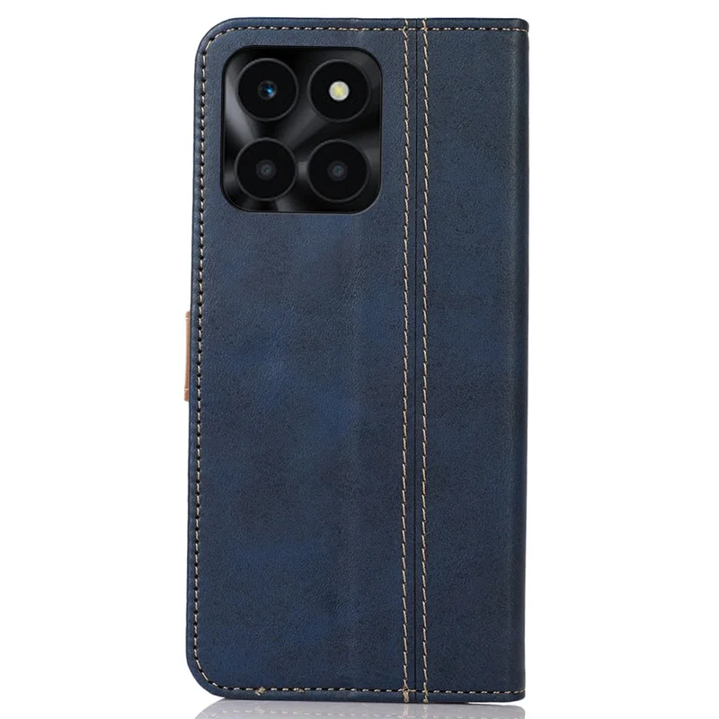 For Honor X6a 4G PU Leather Mobile Phone Case Wallet Stand Calf Texture Smartphone Cover - Sapphire