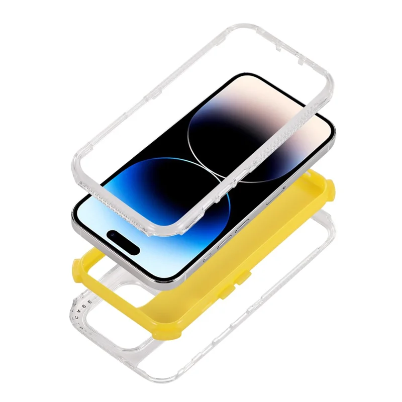 Pour iPhone 15 Plus Étui de protection amovible 3-en-1 antichoc PC+TPU Housse de protection - Jaune