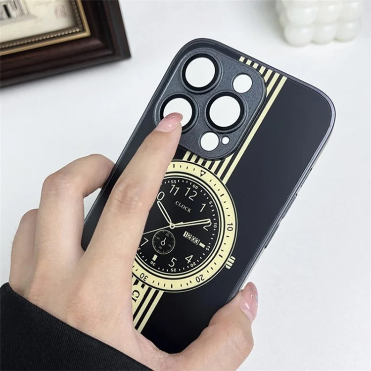 For iPhone 15 Pro Soft TPU Phone Case Clock Design Magnetic Protective Cover with Lens Film - Purple