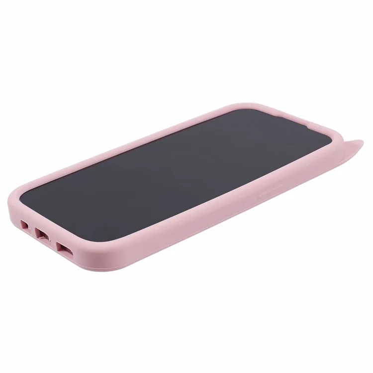 For iPhone 14 Pro Max Flexible Phone Case 3D Moustache Cat Silicone Phone Cover - Pink