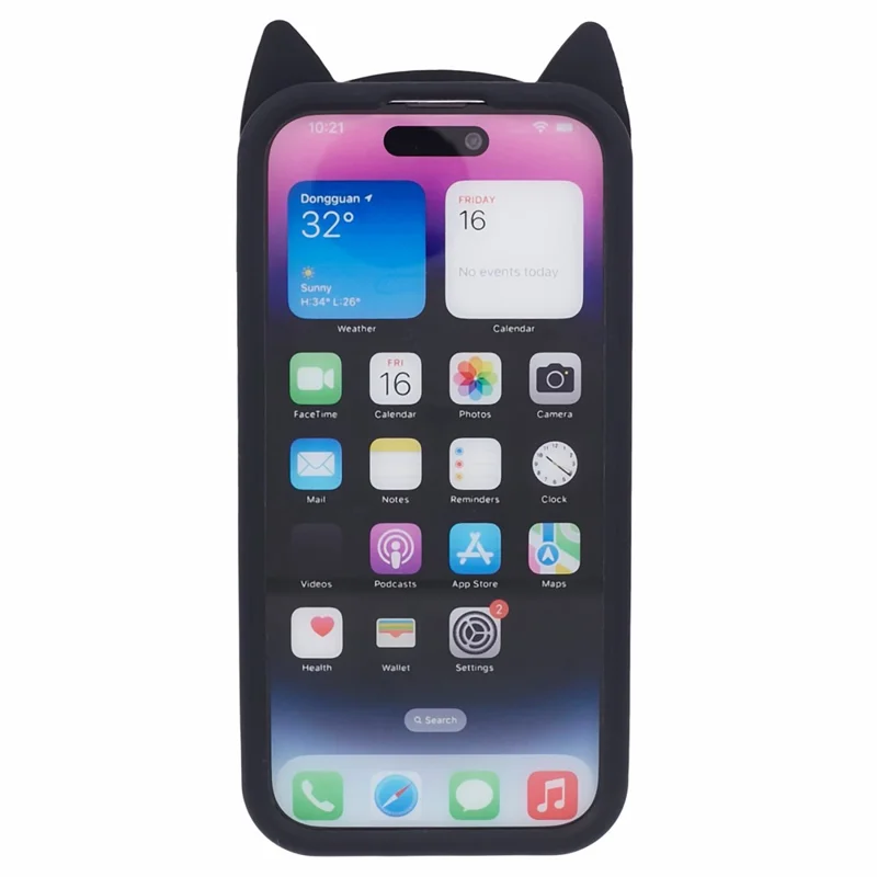 For iPhone 14 Pro Max Flexible Phone Case 3D Moustache Cat Silicone Phone Cover - Black