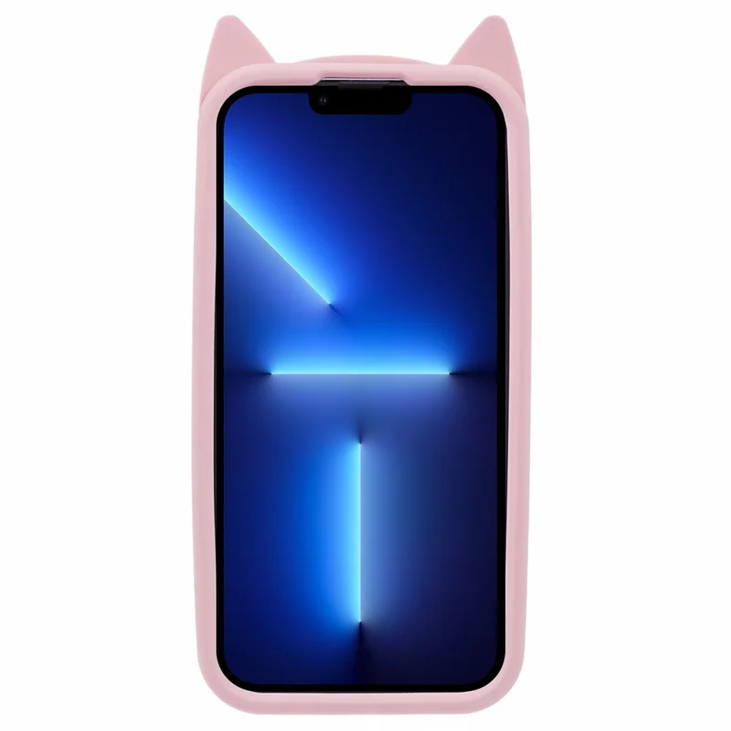 For iPhone 13 Pro Phone Case 3D Moustache Cat Slim-Fit Silicone Phone Cover - Pink