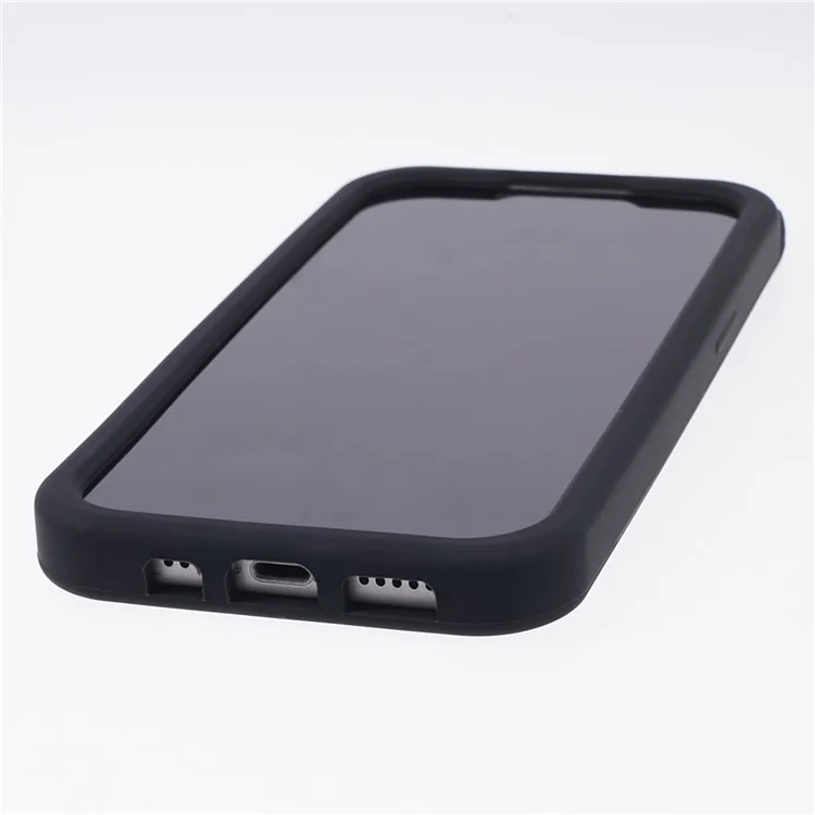 For iPhone 13 Smartphone Case 3D Moustache Cat Shockproof Silicone Cell Phone Cover - Black