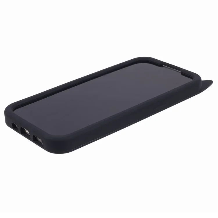 For iPhone 14 Plus Soft Silicone Phone Case 3D Moustache Cat Shockproof Phone Cover - Black